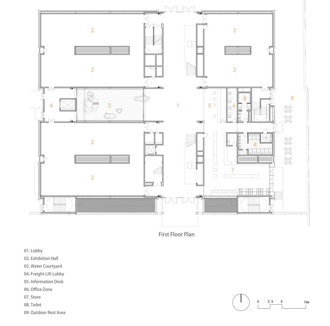 First floor plan. Xu Wei Art Museum and Qingteng Square by ACRC.