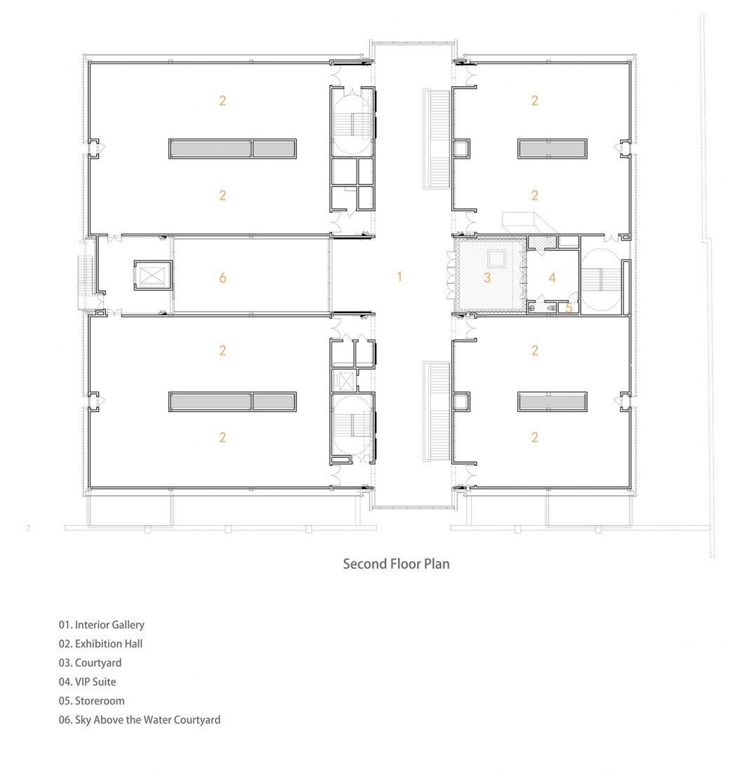 Second floor plan. Xu Wei Art Museum and Qingteng Square by ACRC.