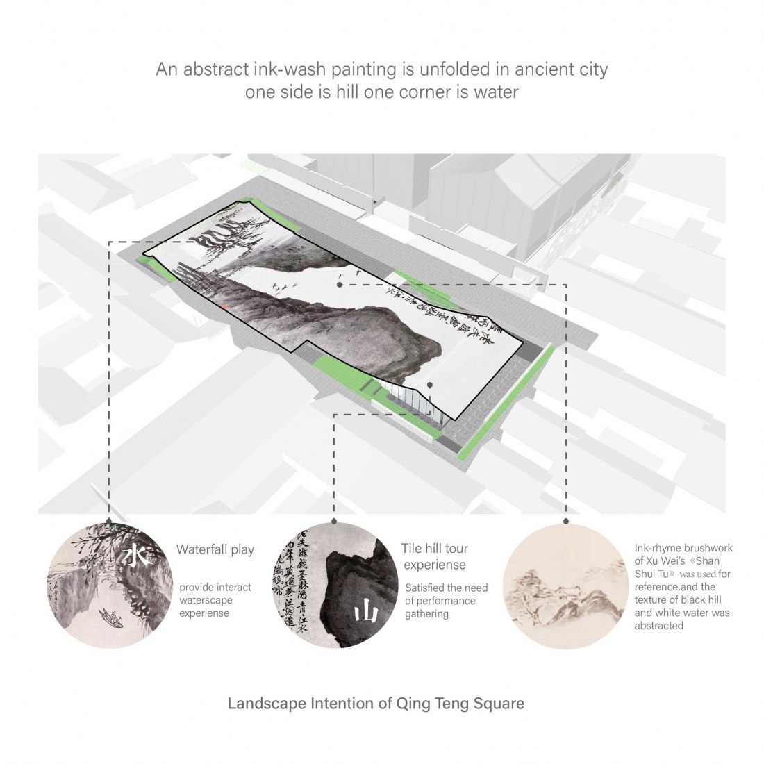 Landscape Intention of Qingteng Square. Xu Wei Art Museum and Qingteng Square by ACRC.