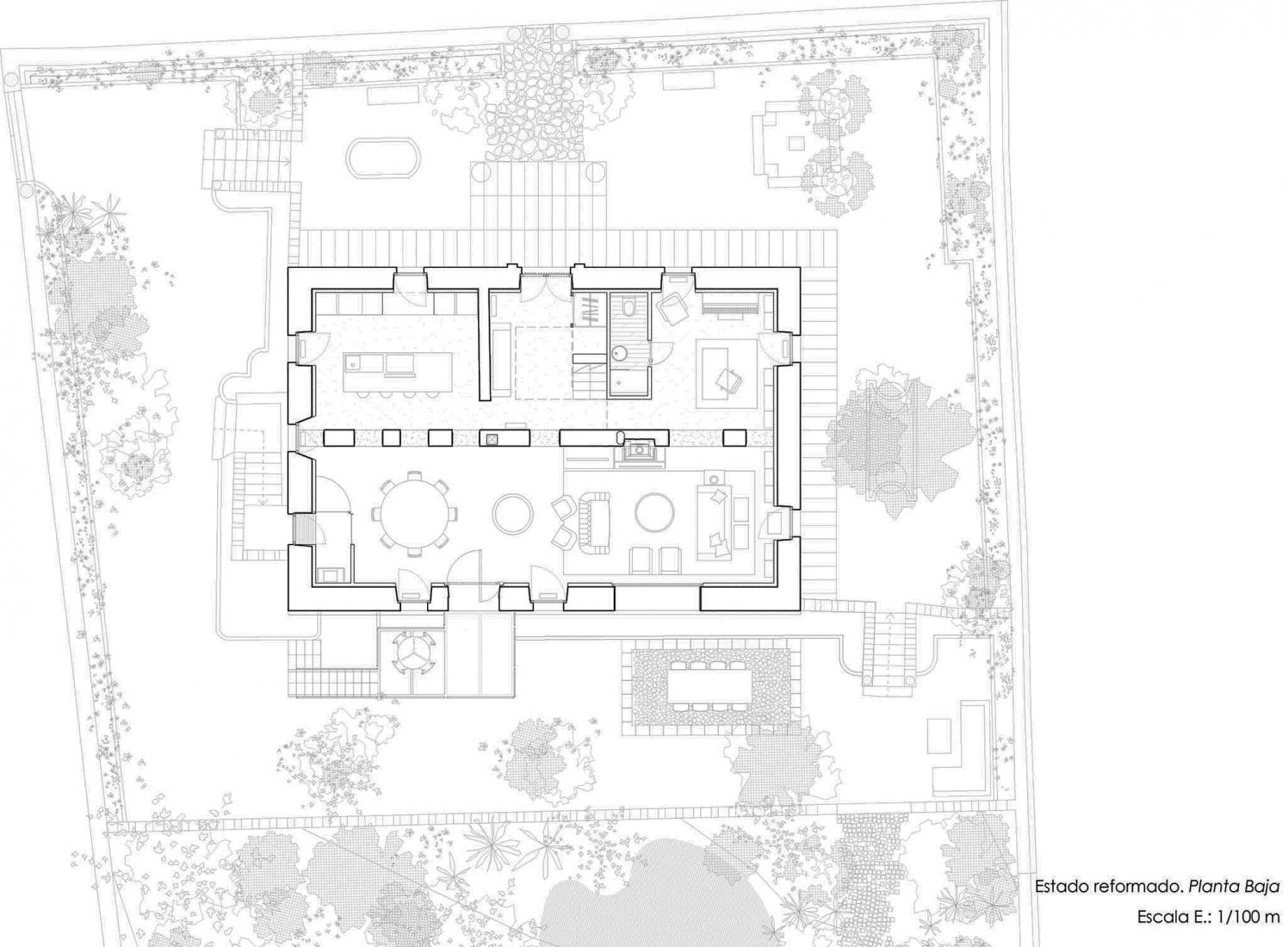 Ground floor plan. Housing in Los Molinos by Adam Bresnick.