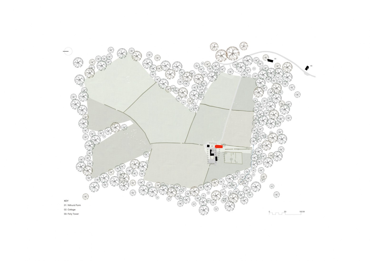 Site Plan. Nithurst Farm by Adam Richards Architects