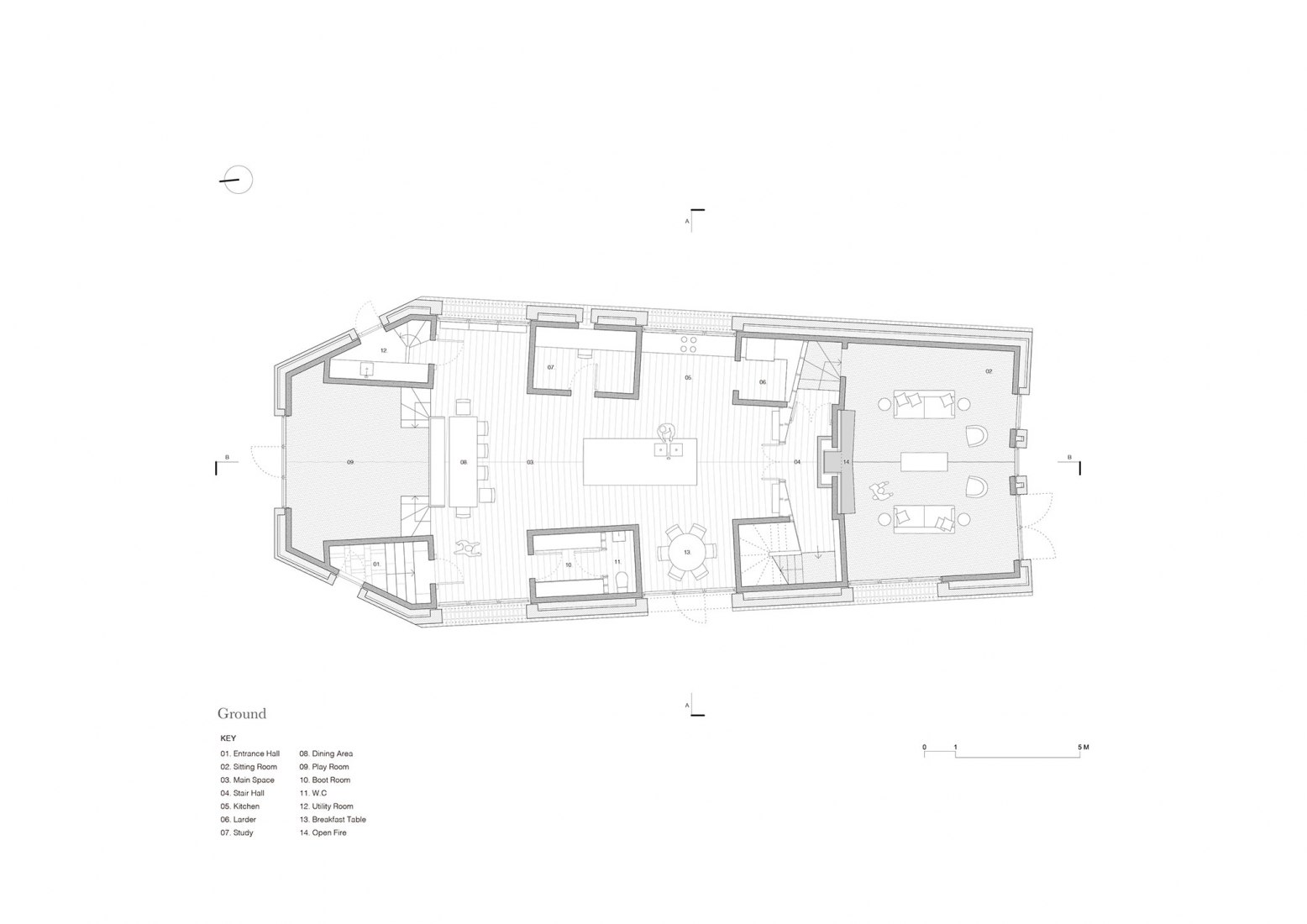 Ground floor Plan. Nithurst Farm by Adam Richards Architects