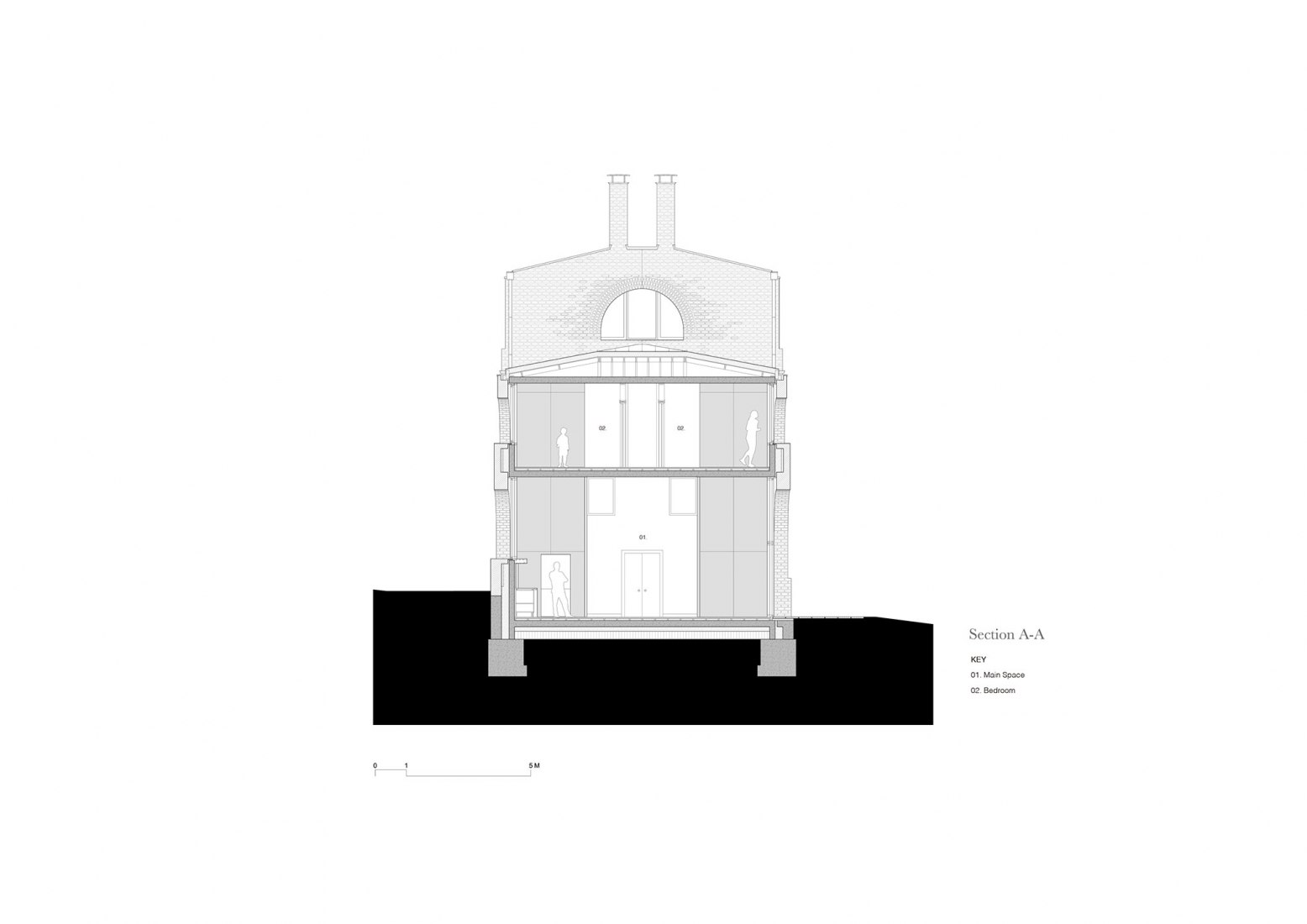 Section AA'. Nithurst Farm by Adam Richards Architects