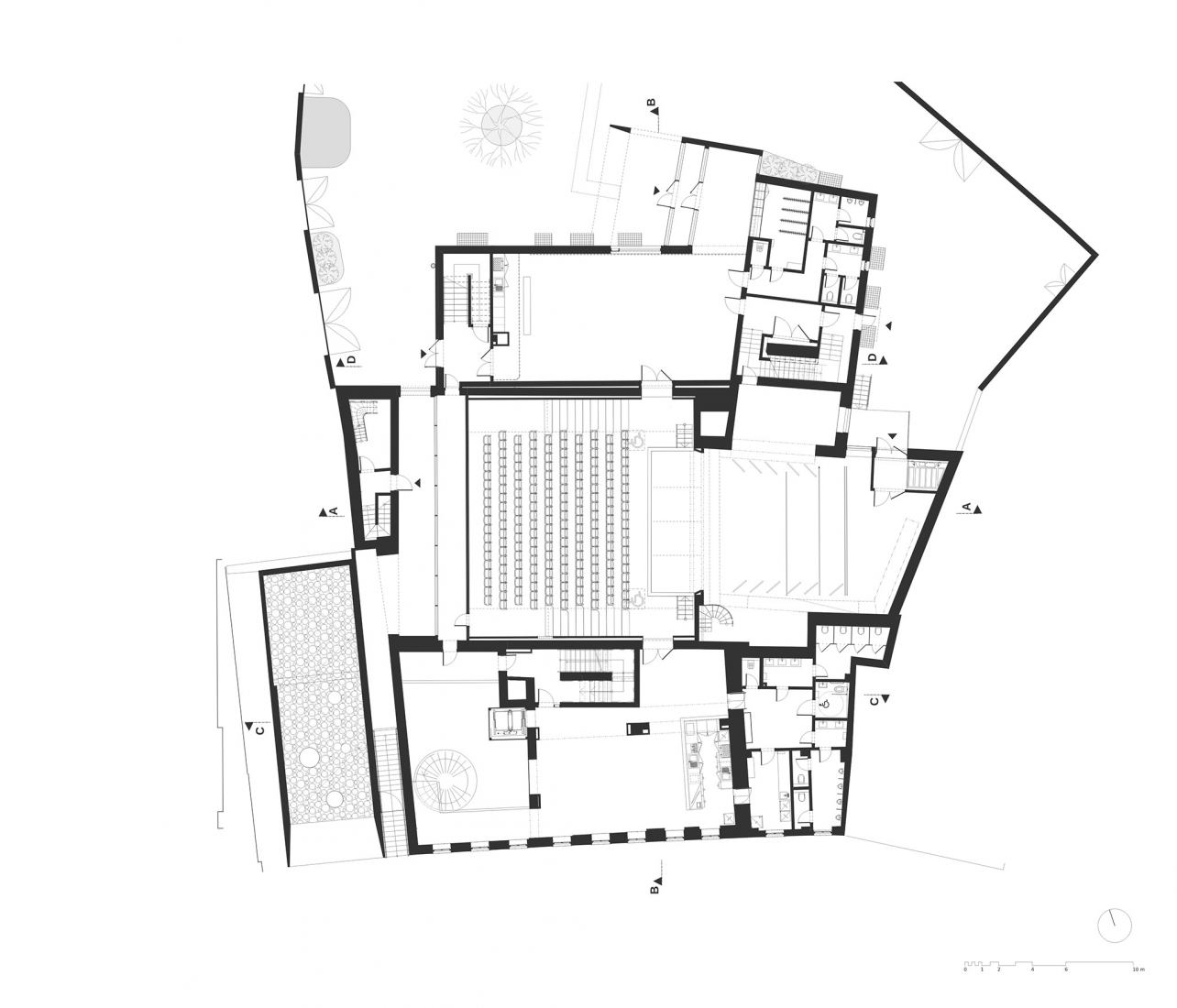 Second floor plan. Jirásek Theatre Reconstruction by Adam Rujbr Architects.