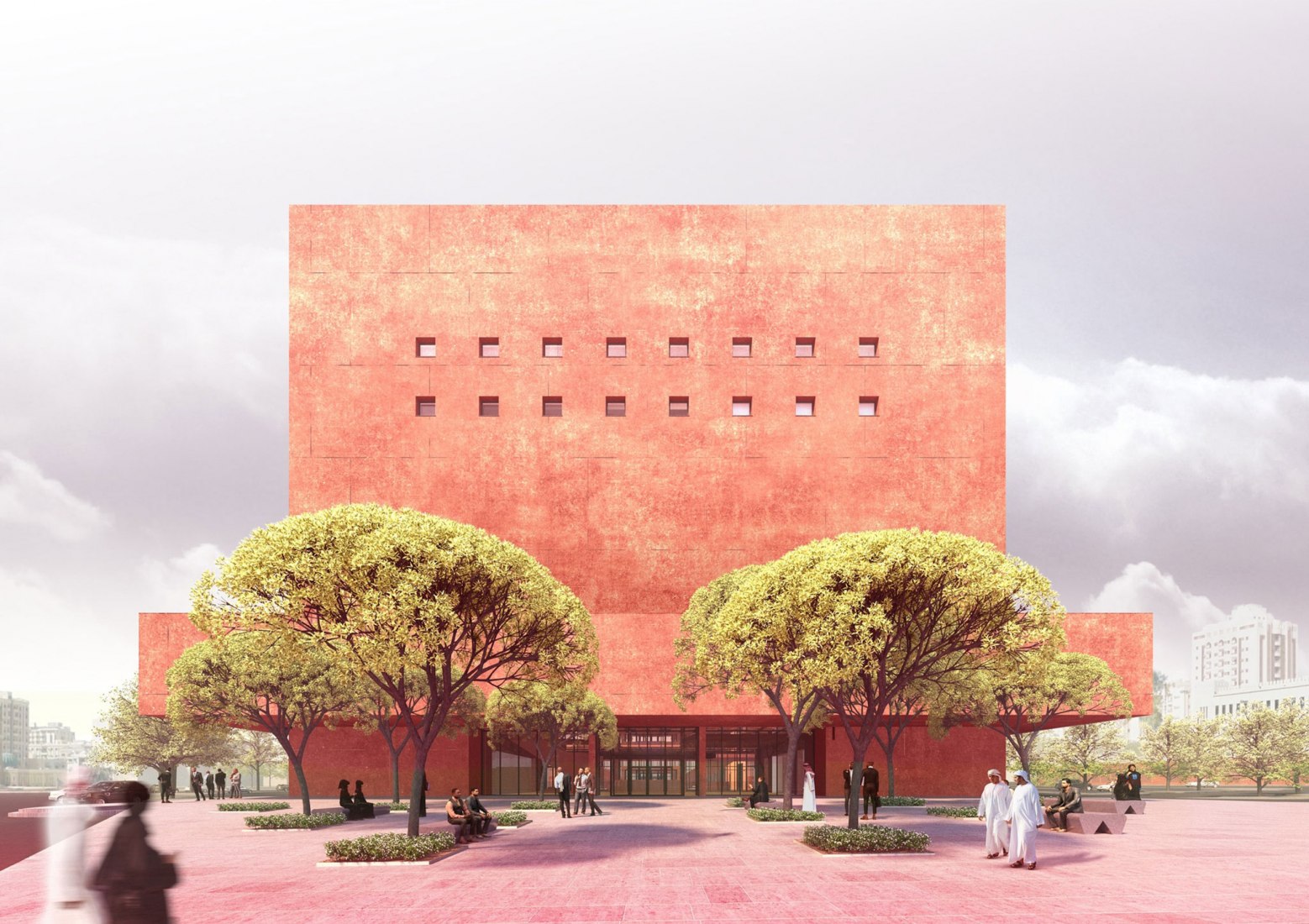 Visualización alzado este. Instituto de África por Adjaye Associates 