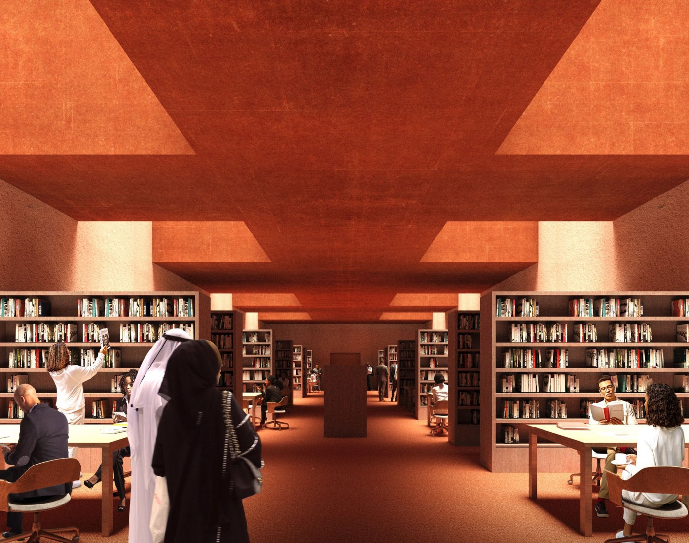 Visualización de la biblioteca. Instituto de África por Adjaye Associates 