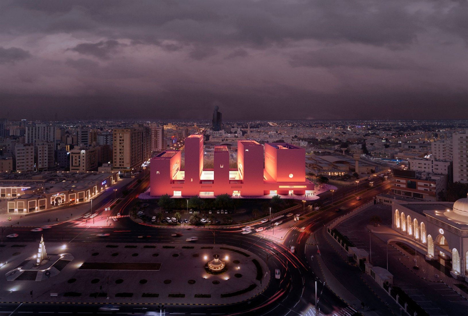 Visualización nocturna. Instituto de África por Adjaye Associates 