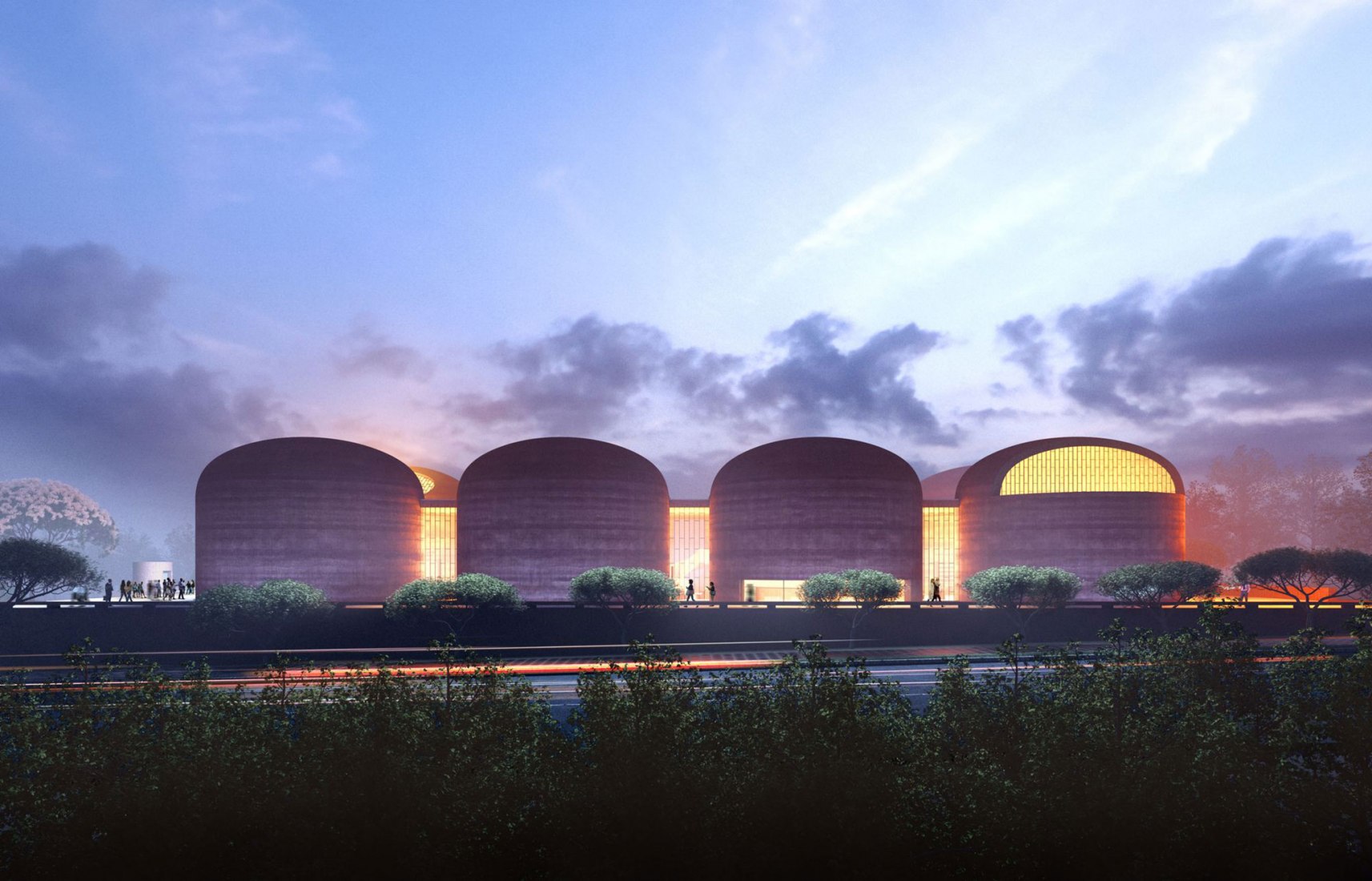 Visualización nocturna. Biblioteca Presidencial Thabo Mbeki en Johannesburgo por Adjaye Associates. Thabo Mbeki Presidential Library in Johannesburg by Adjaye Associates