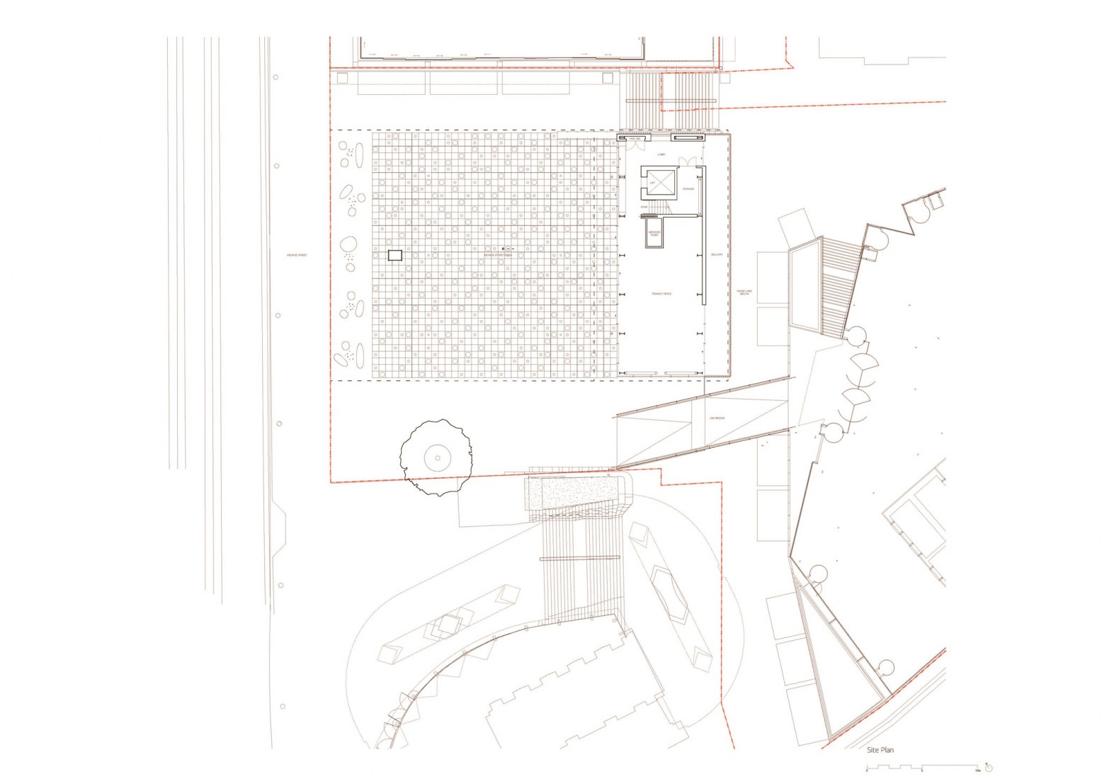 Site plan. George Street Plaza & Community Building by Adjaye Associates.