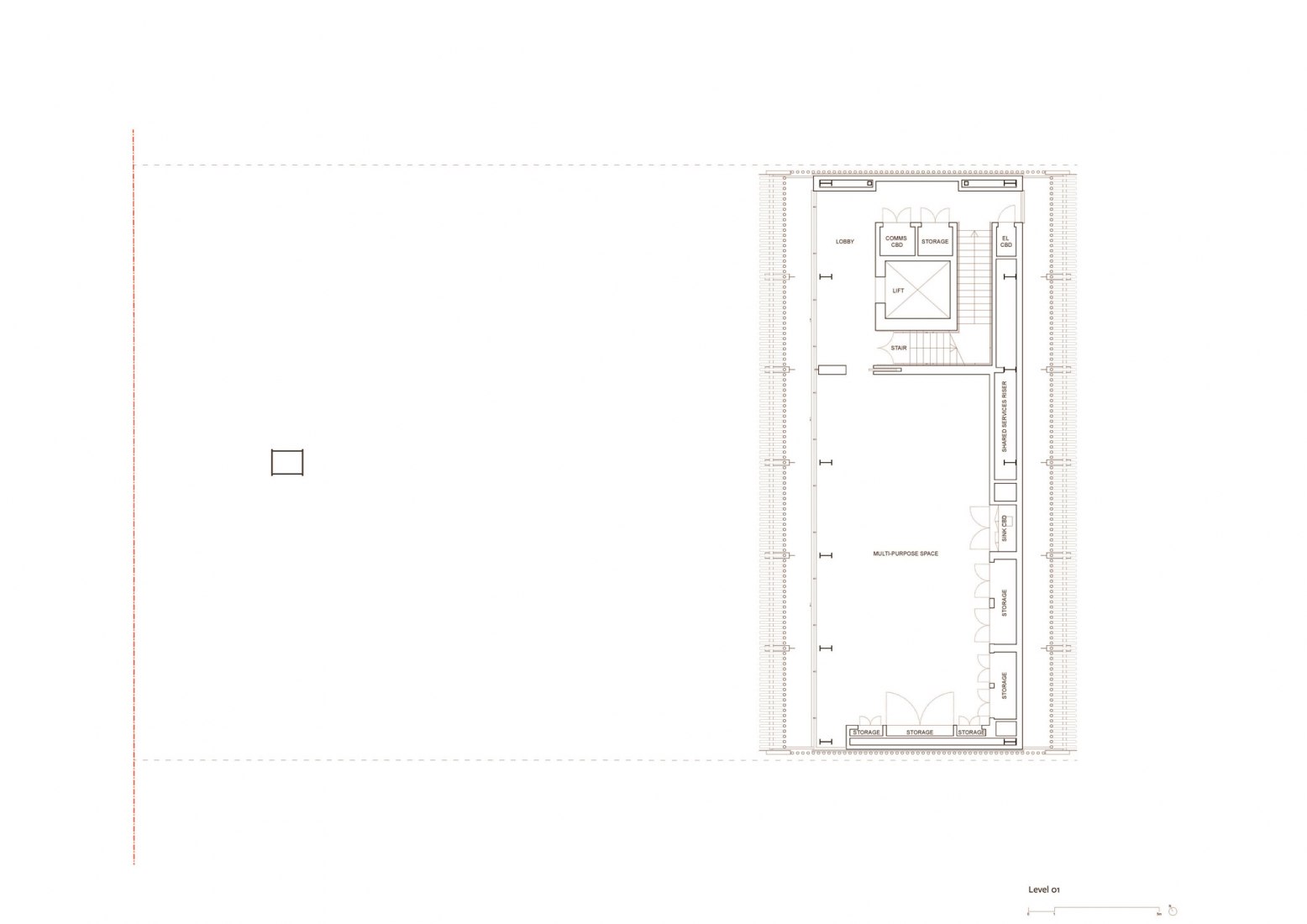 First floor plan. George Street Plaza & Community Building by Adjaye Associates.