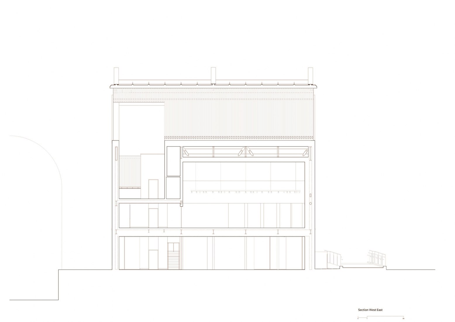 West East Section. George Street Plaza & Community Building by Adjaye Associates.