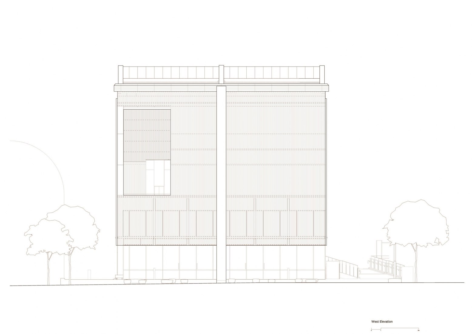 West elevation. George Street Plaza & Community Building by Adjaye Associates.