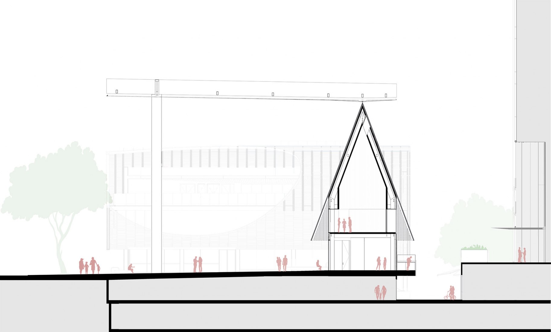 Parking section. George Street Plaza & Community Building by Adjaye Associates.