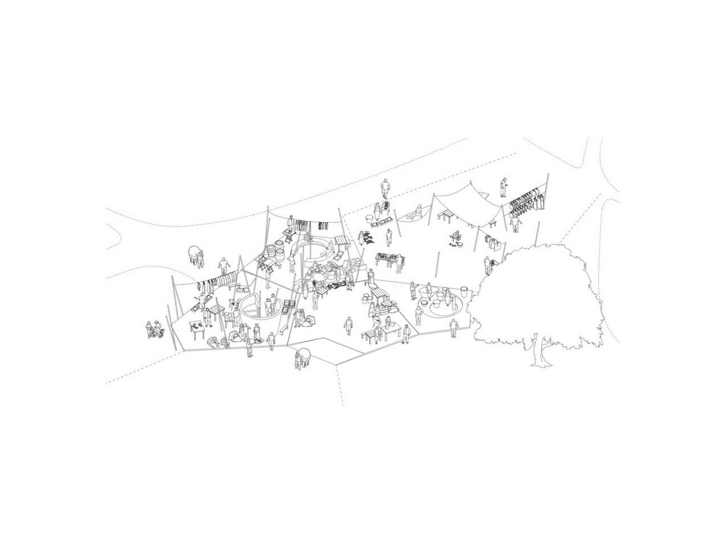 Sketch. New Guabu­li­ga Mar­ket by [ap­p­lied] For­eign Af­fairs. Image courtesy of [applied] Foreign Affairs