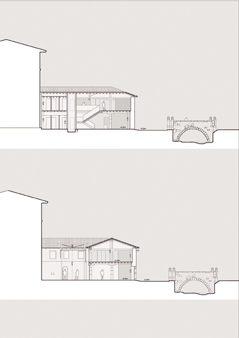 Transversal sections. Rehabilitation of the Lonja de Limpias as a Center for Environmental and Social Education by AGi architets and CSD3 arquitectos