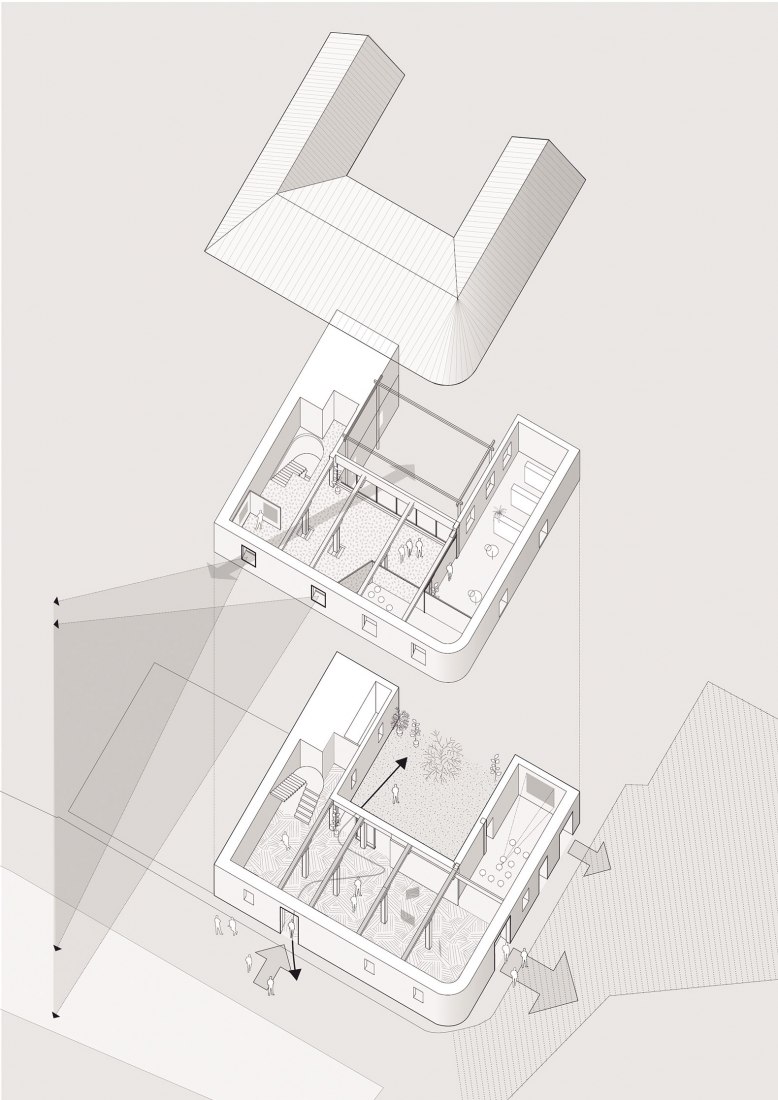 Axonometry. Rehabilitation of the Lonja de Limpias as a Center for Environmental and Social Education by AGi architets and CSD3 arquitectos