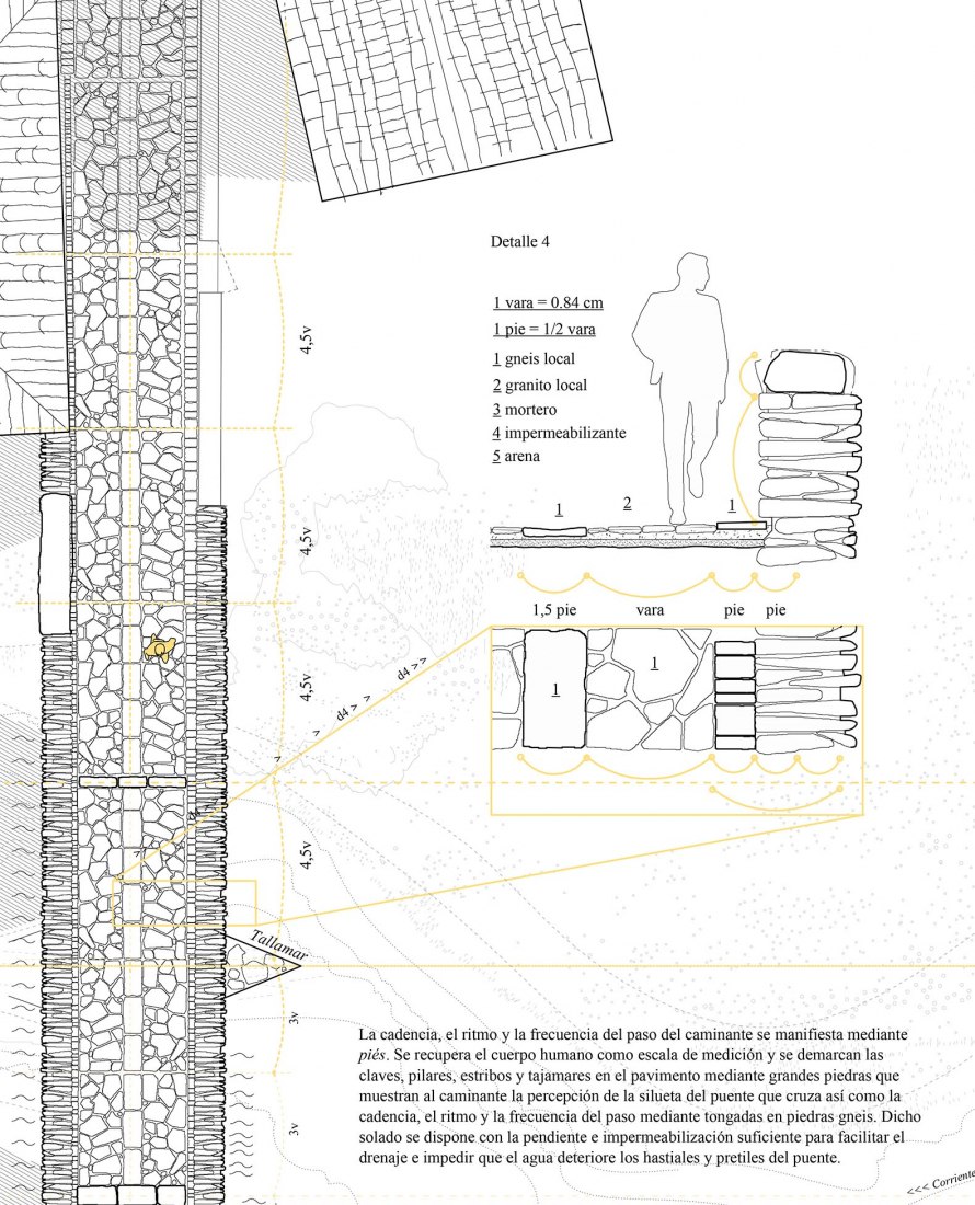 Detalle constructivo. Puente de Furelos por AGi Architects.    
