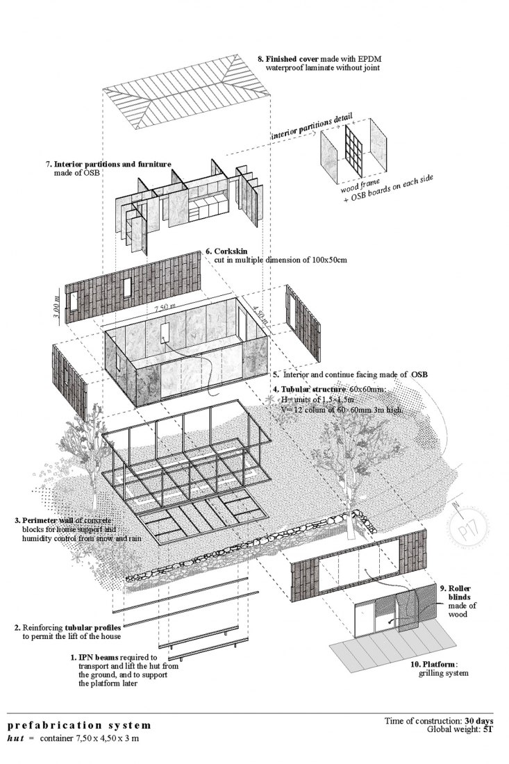 Axonometría. Refugio para fin de semana por Agora Arquitectura