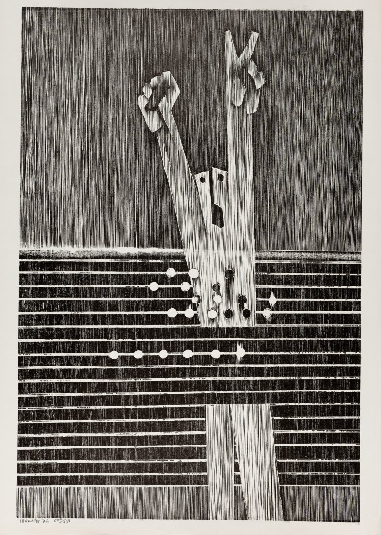 Woodcuts. Guernica para Gernika by Agustín Ibarrola at ARCOmadrid. Photograph courtesy of Galería José de la Mano