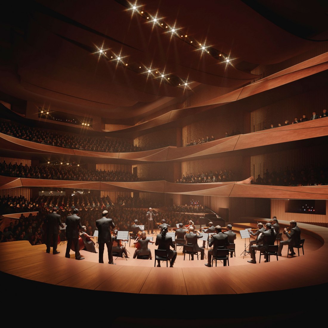 Rendering. Belgrade Philharmonic Concert Hall by AL_A and team