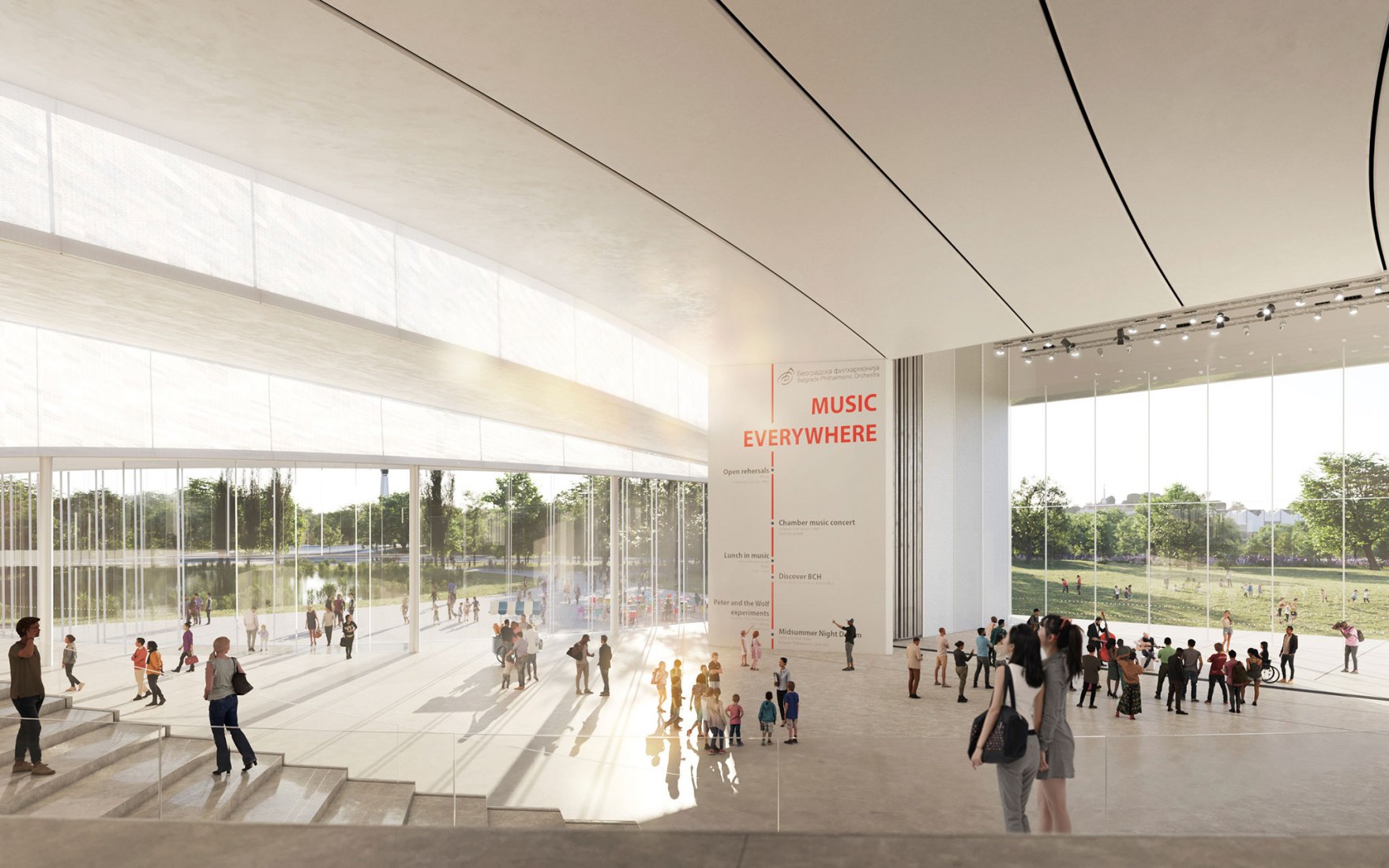 Rendering. Belgrade Philharmonic Concert Hall by AL_A and team