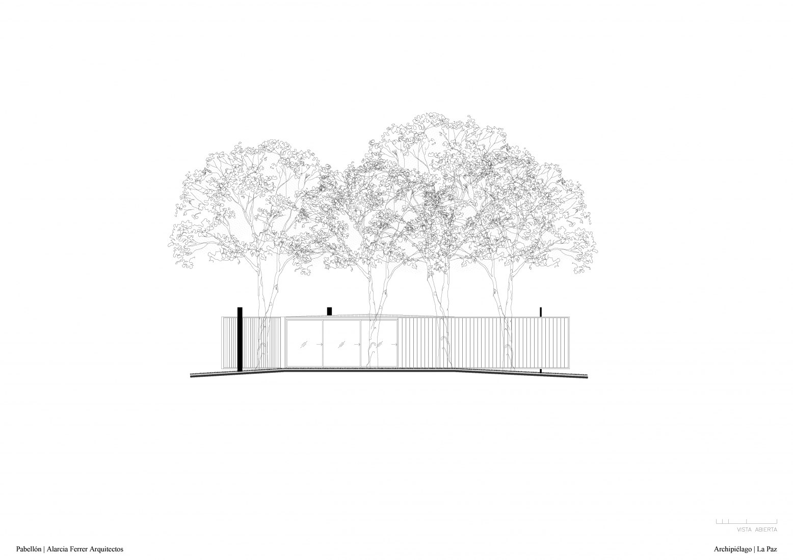 Elevation. Archipelago Pavilion Author Houses by Alarcia Ferrer Arquitectos.