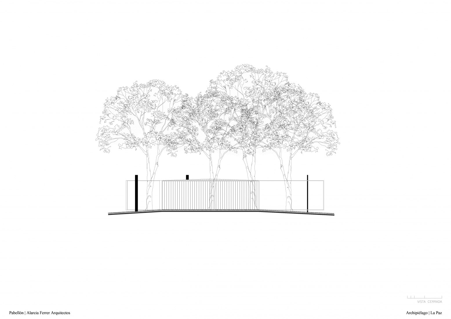 Elevation. Archipelago Pavilion Author Houses by Alarcia Ferrer Arquitectos.