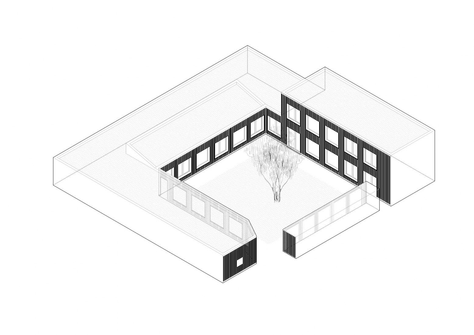 Axonometric view. Renovation of an Old Locksmith Shop by ALAS Alarcon Linde Architects.