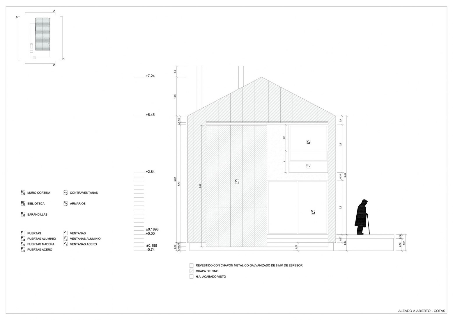 Opened access elevation. Granero House by Alberich-Rodríguez Arquitectos. 