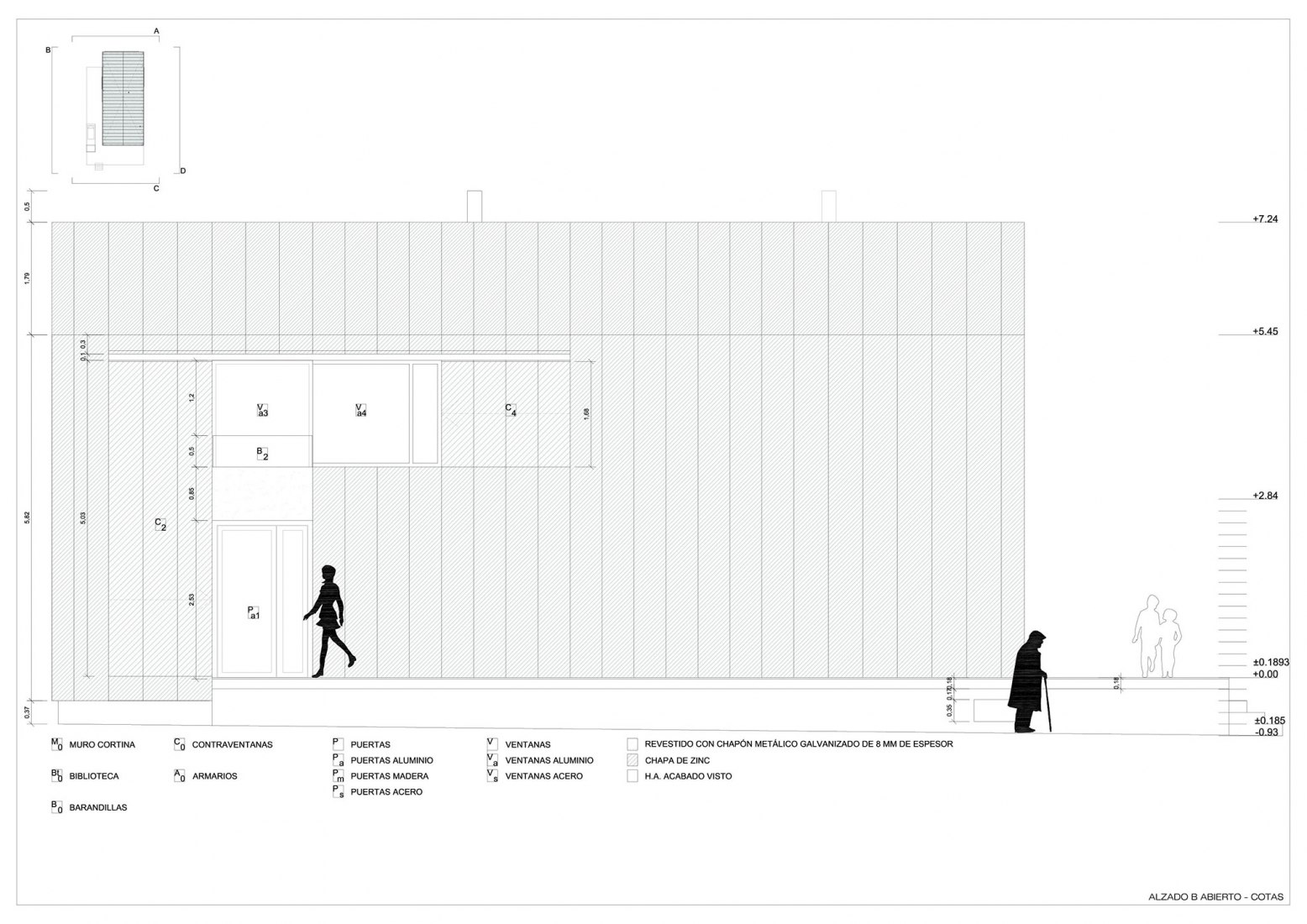 Side elevation. Granero House by Alberich-Rodríguez Arquitectos. 
