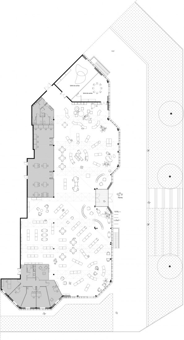 Planta. Renovación del Centro Comunitario Albert Schweitzer por MOA. Cortesía de MOA.