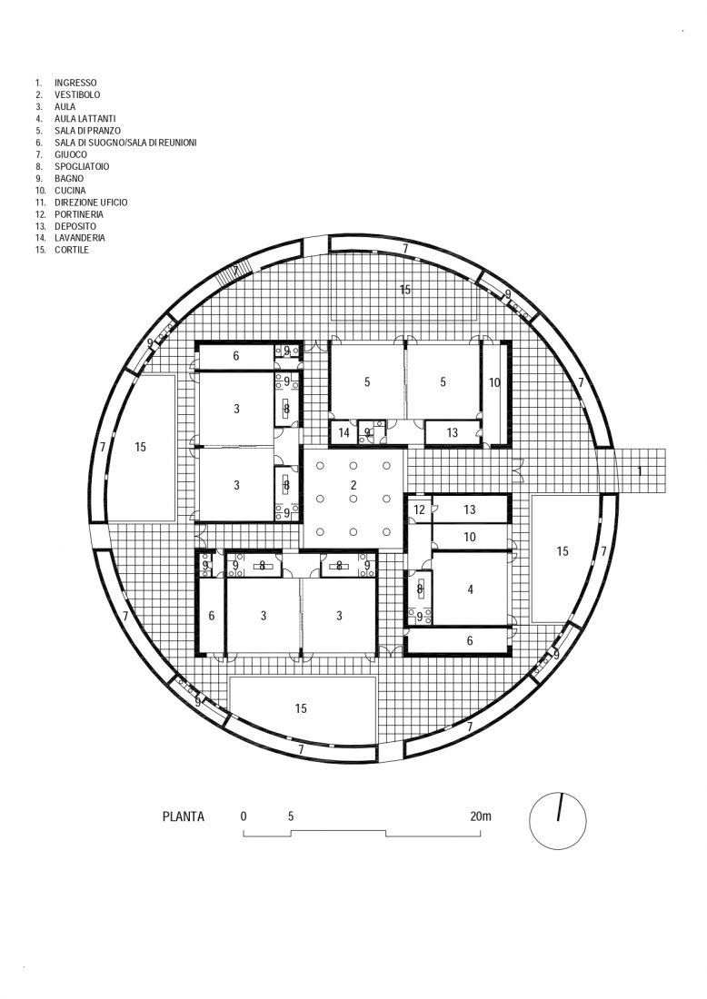 Planta baja. Guardería de Benetton por Alberto Campo Baeza