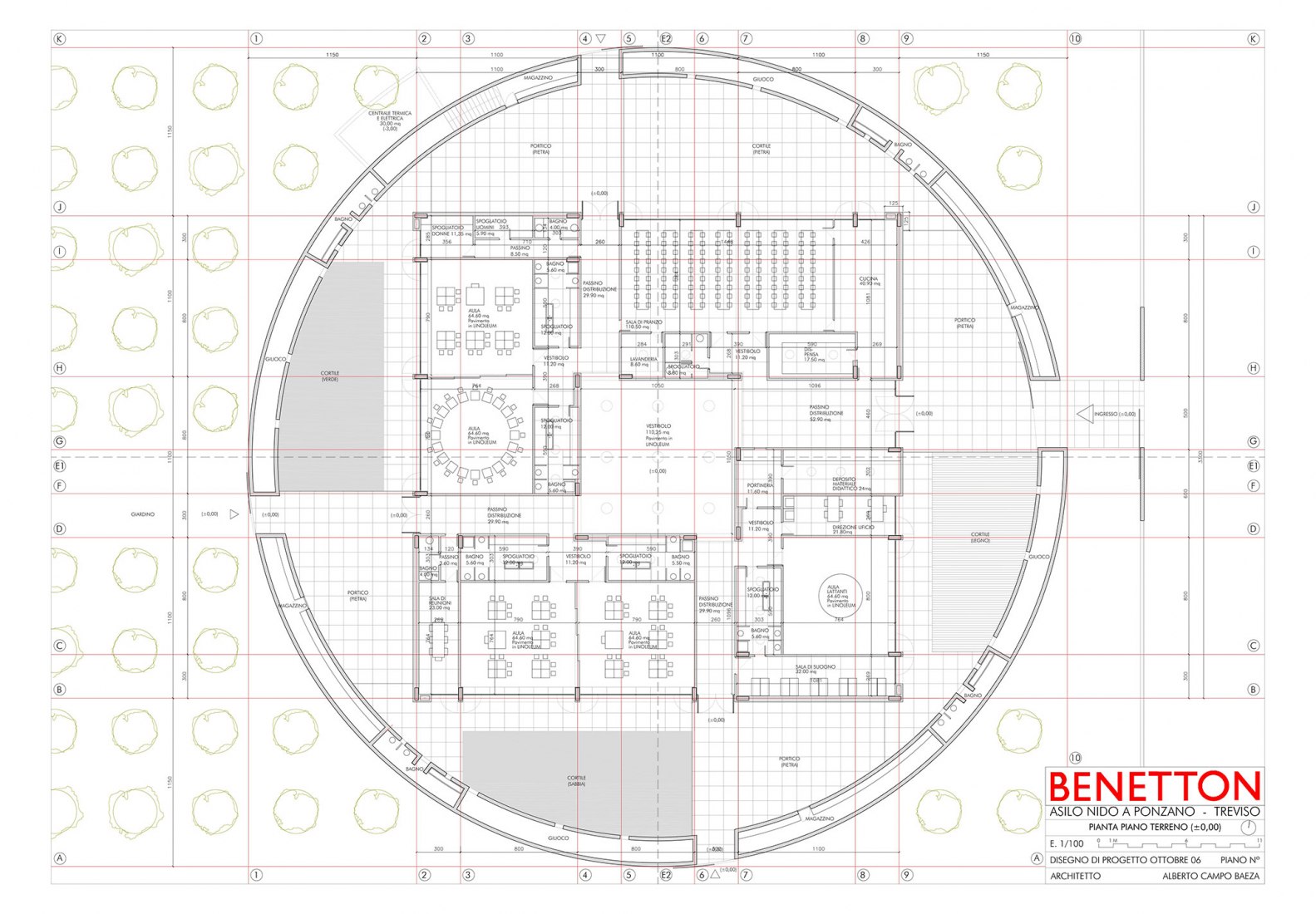 Planta baja. Guardería de Benetton por Alberto Campo Baeza
