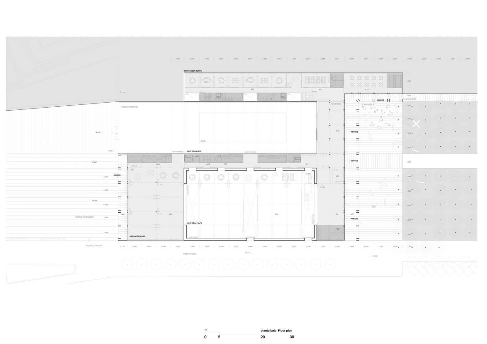 Ground floor plan. Renovation of the Pulp Warehouse by alcolea+tárrago.