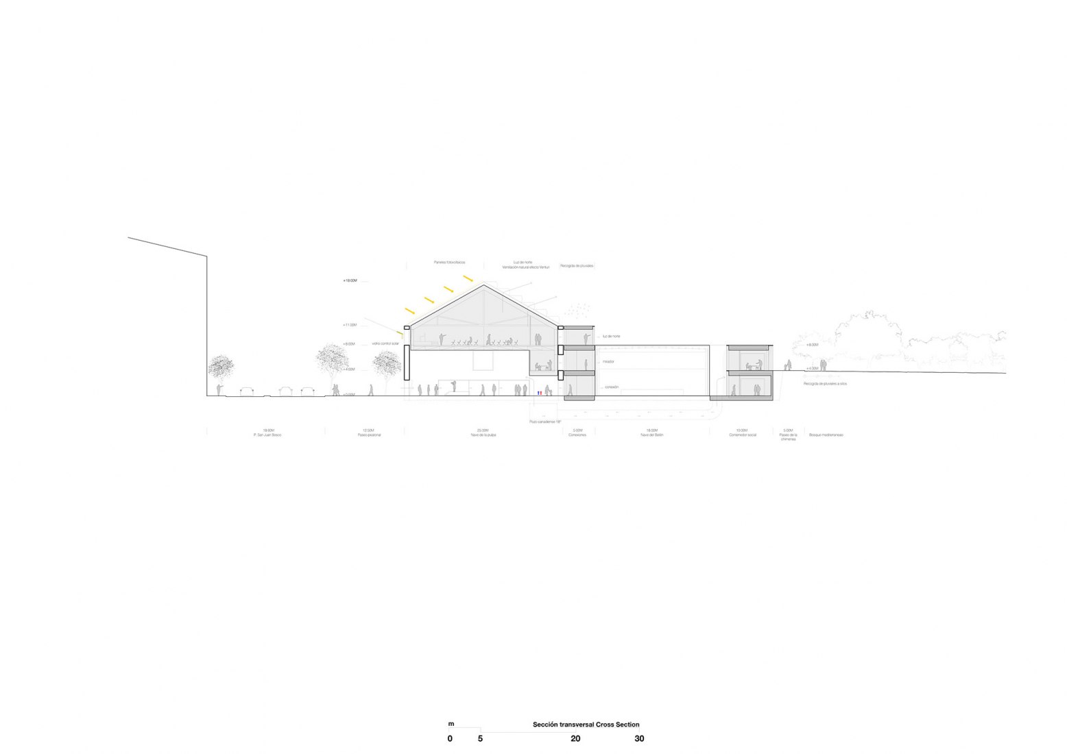 Section. Renovation of the Pulp Warehouse by alcolea+tárrago. 