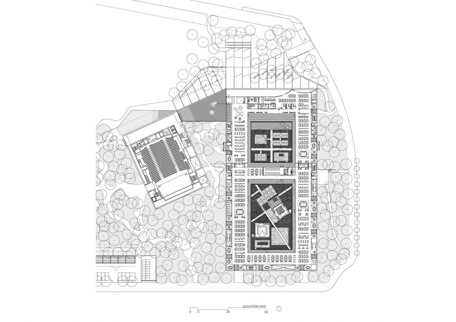 Ground floor plan. Headquarters and Auditorium for the University of Málaga by alcolea+tárrago / Roberto Ercilla.