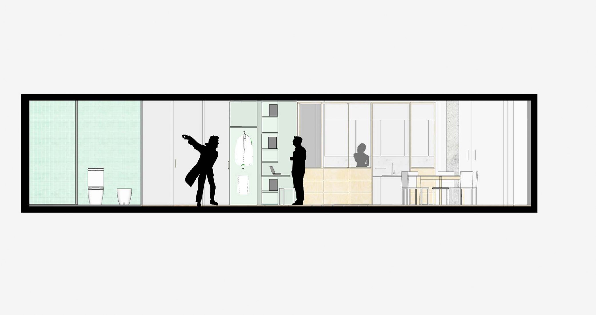 Sección. Casa Green Box por Ale Estudio