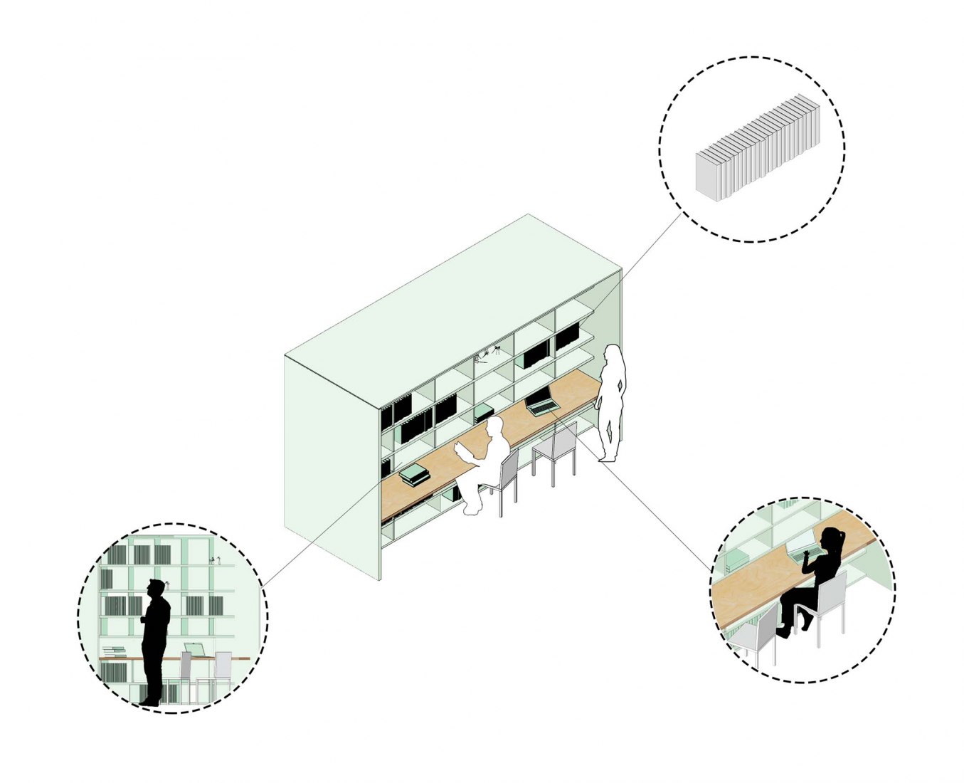 Axonométrica de mueble. Casa Green Box por Ale Estudio