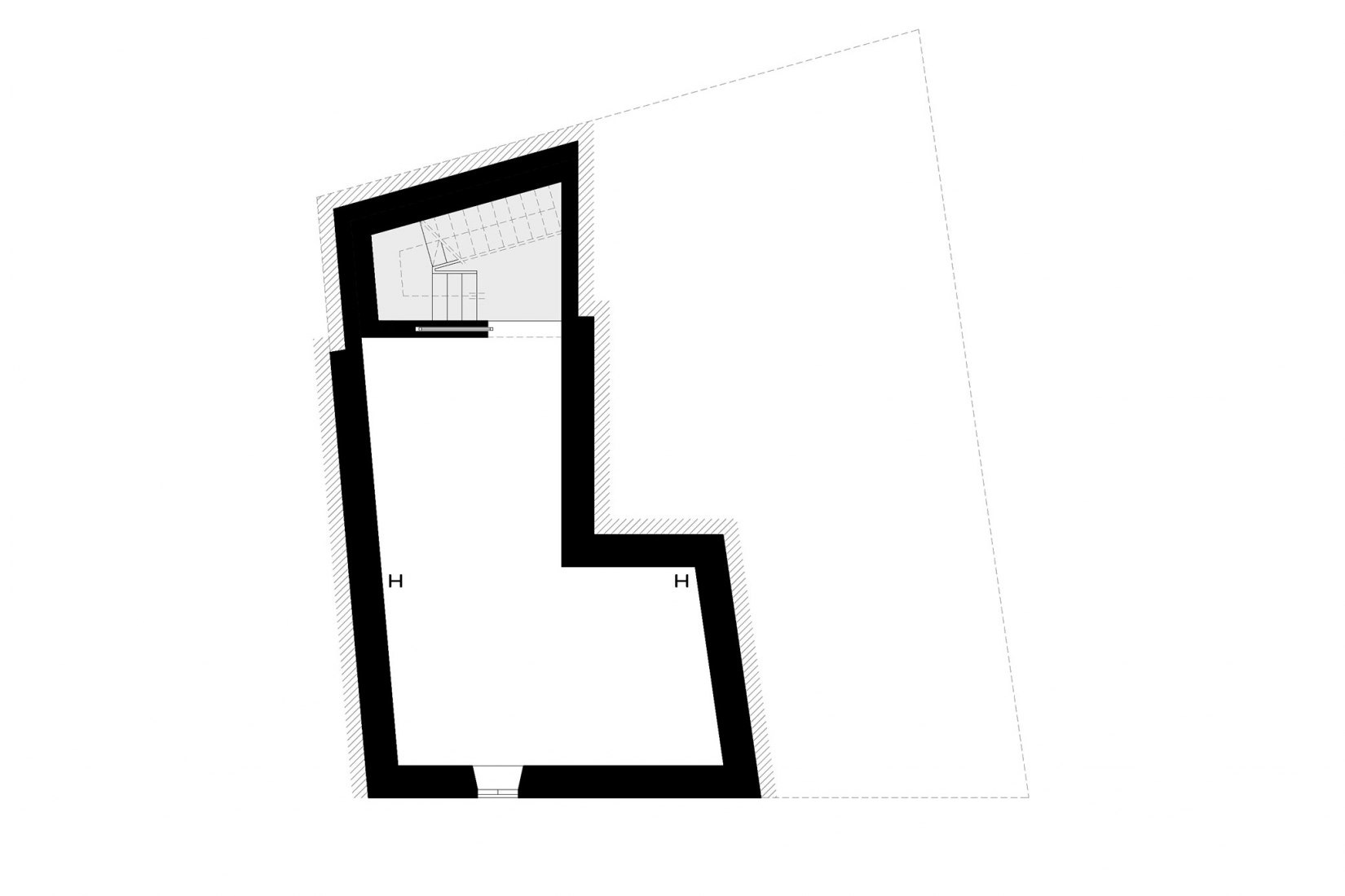 Basement floor plan. House of the "diablos locos" by Alejandro Beautell.