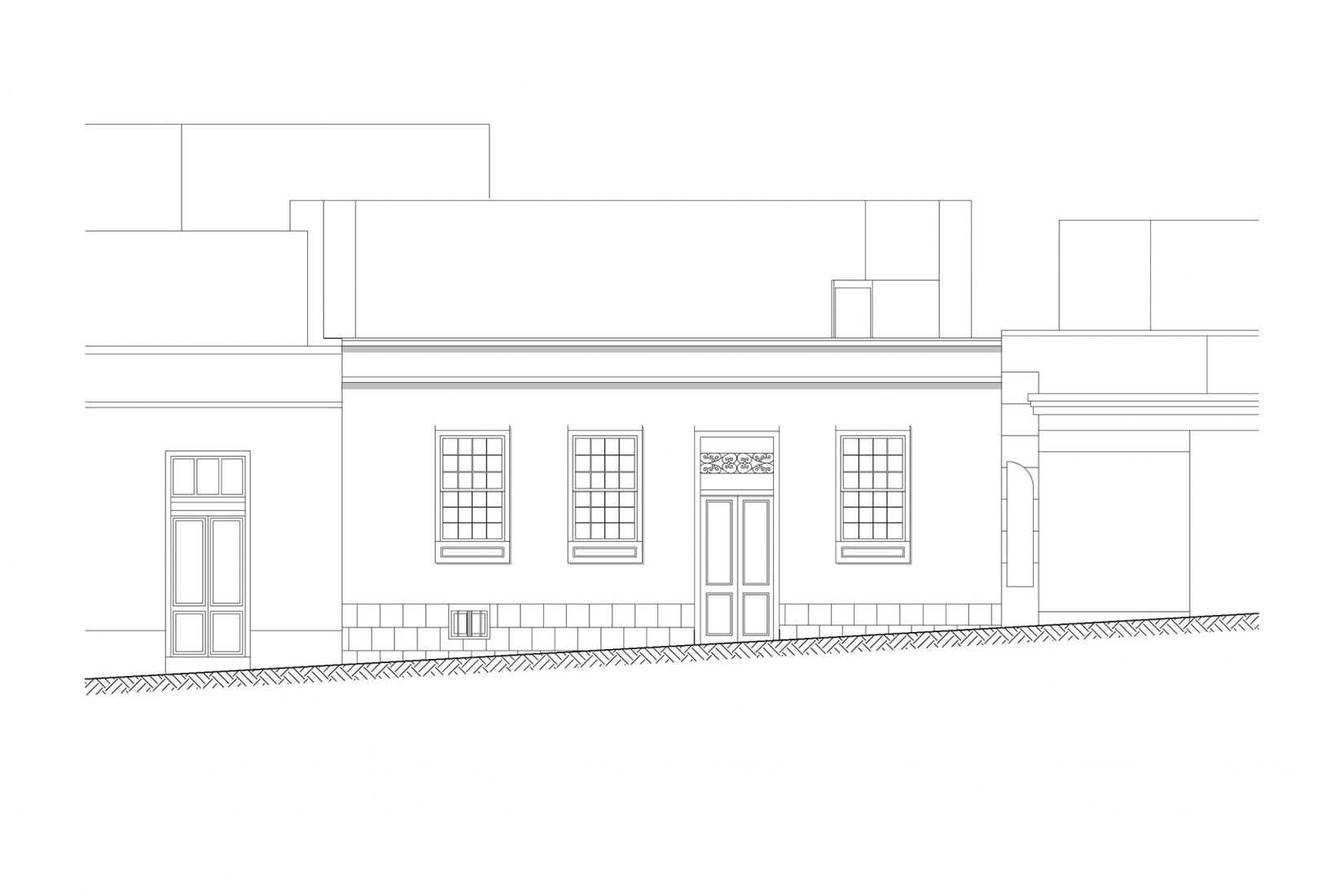 Elevation. House of the "diablos locos" by Alejandro Beautell.
