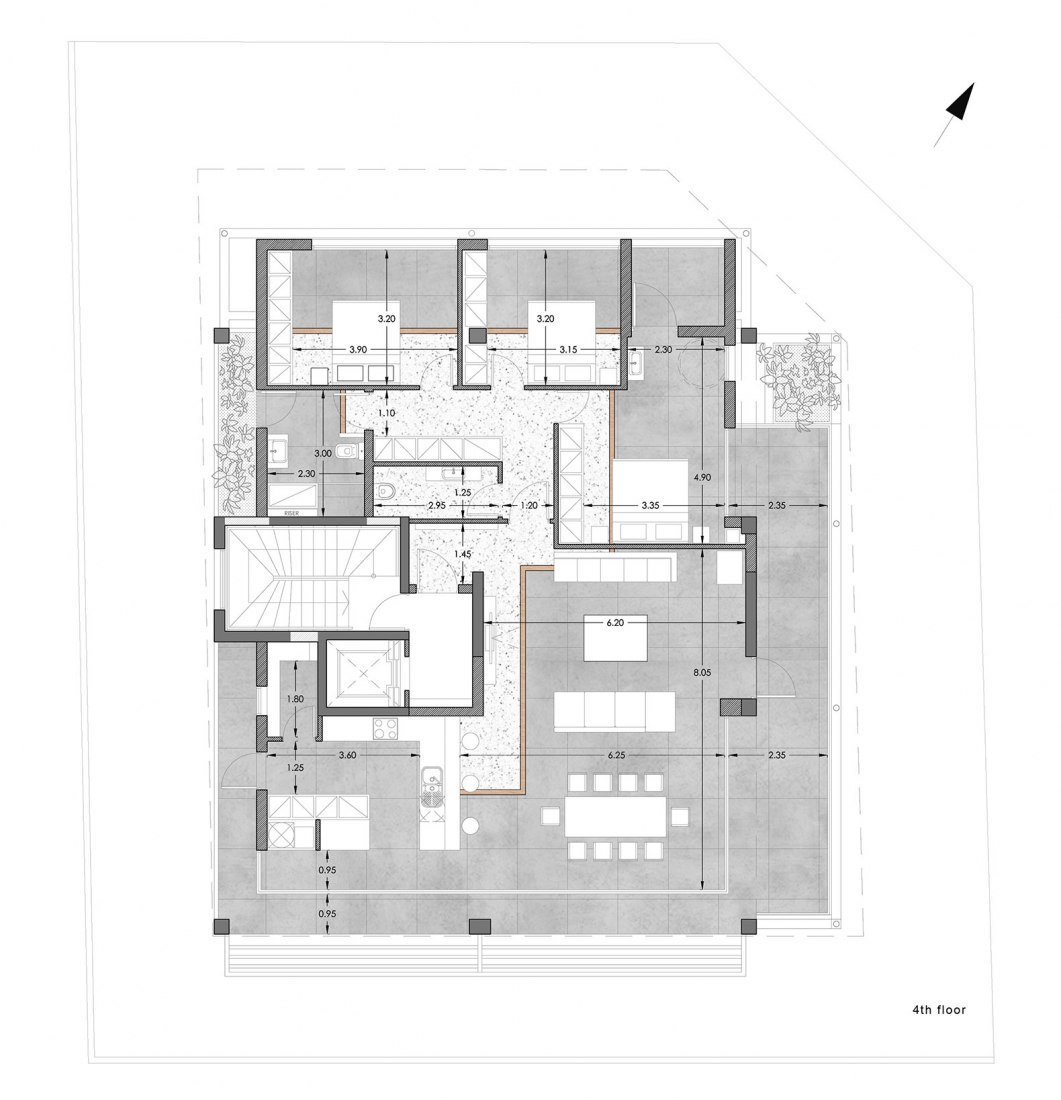 4ª planta. Bloque de apartamentos ZIO por Alexis Papadopoulos Architectural Practice.