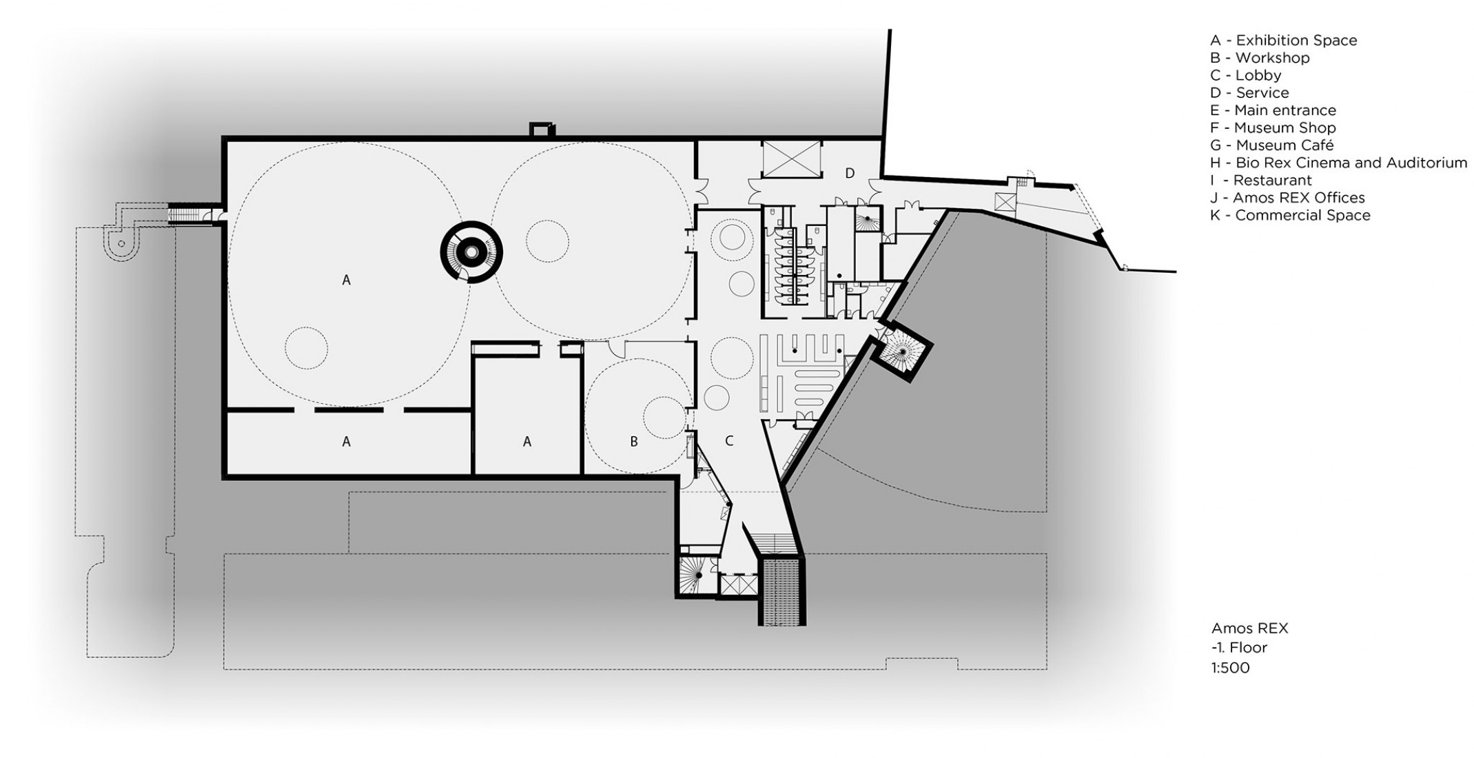 Floor plan -1. Amos Rex by JKMM Architects.