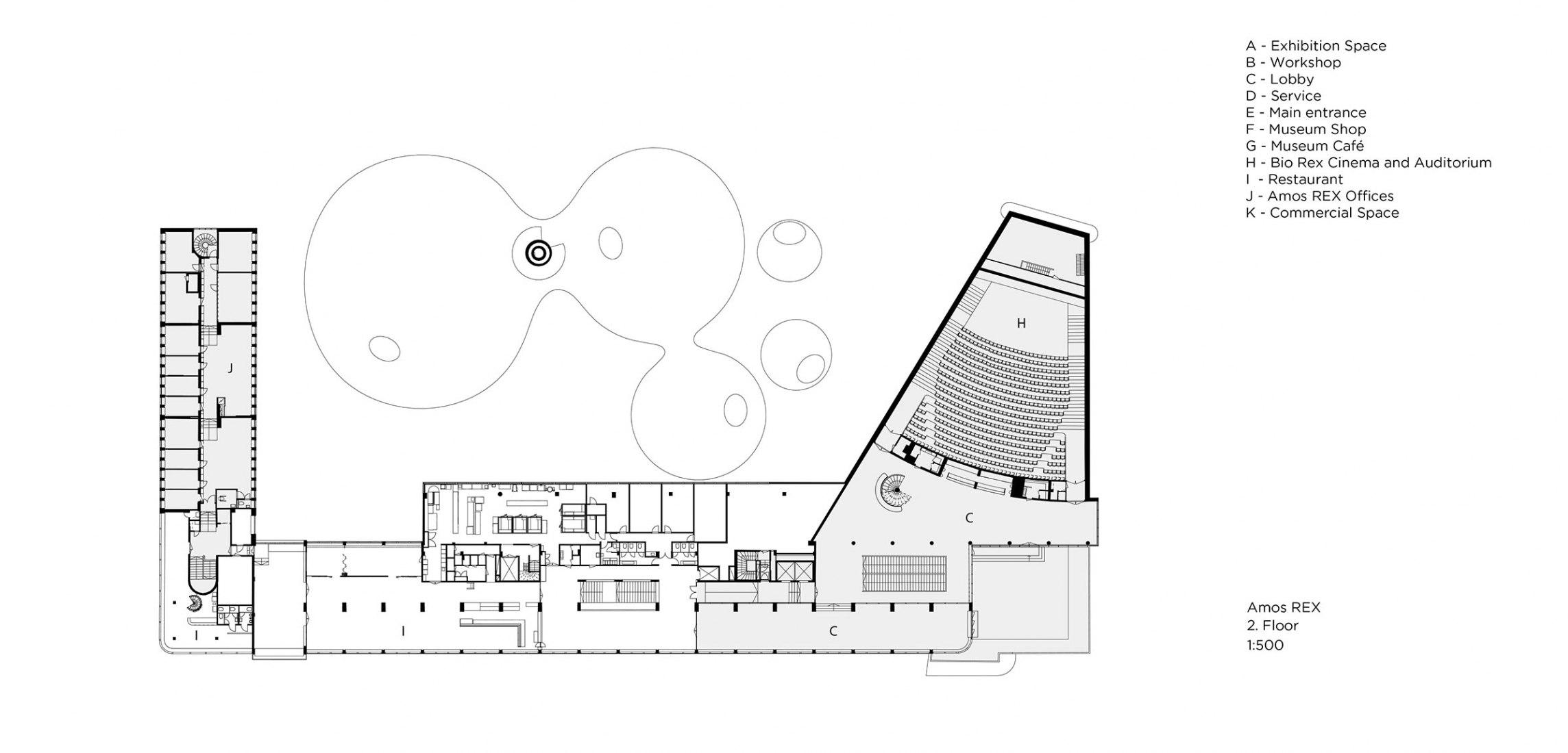 Floor plan 2. Amos Rex by JKMM Architects.