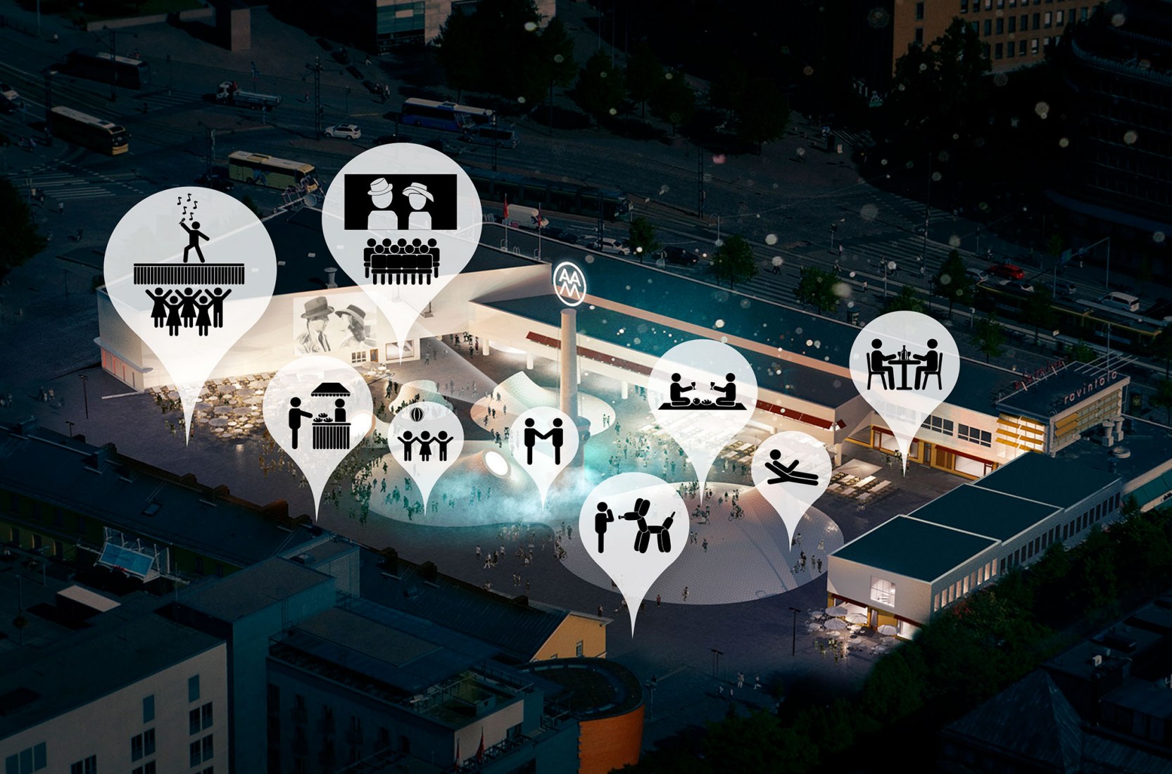 Outdoor functions. Amos Rex by JKMM Architects.