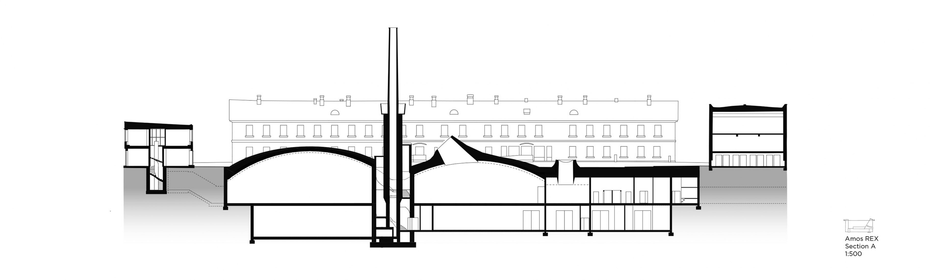 Section a1. Amos Rex by JKMM Architects.