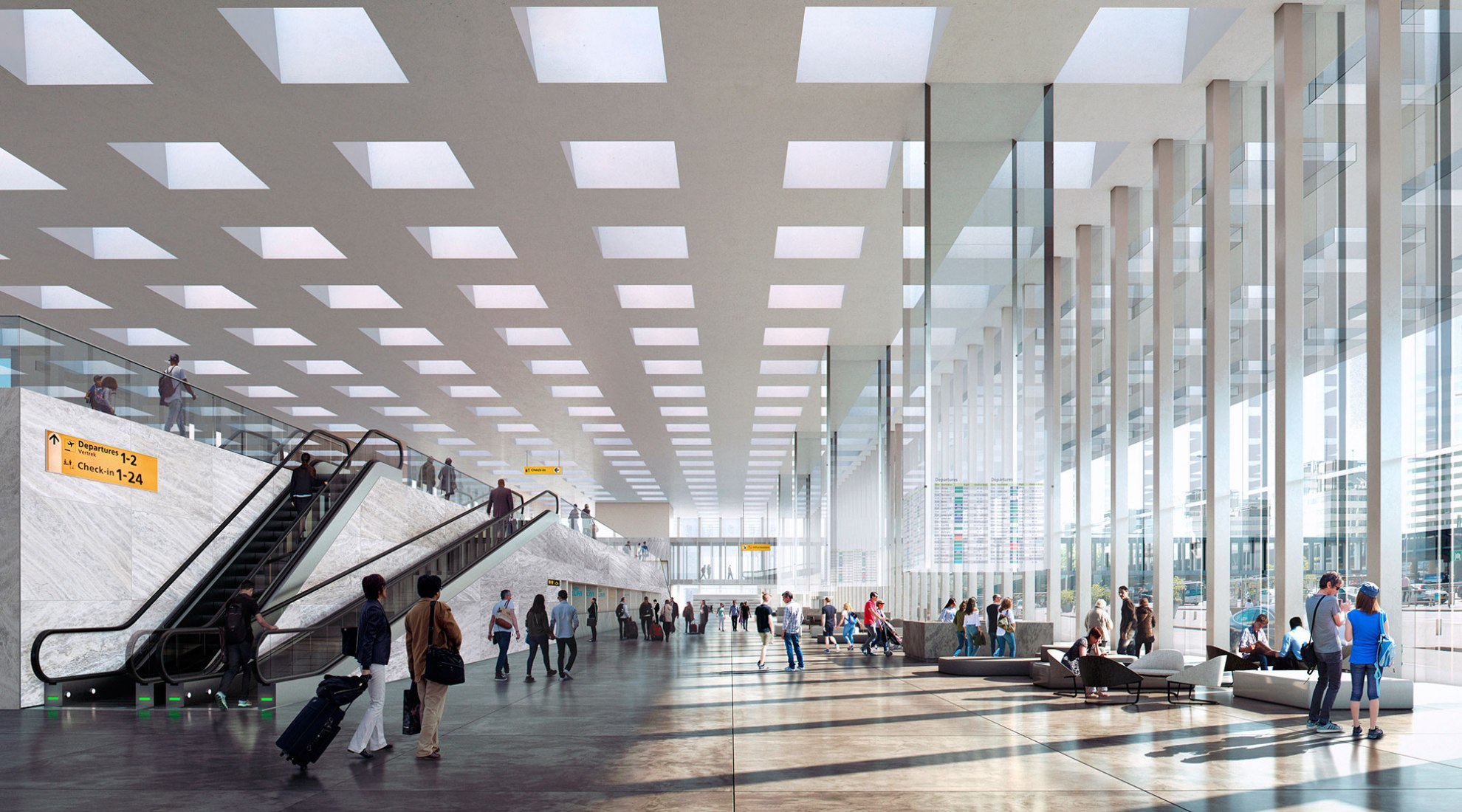 Visualización. Nueva terminal del Aeropuerto de Schiphol Amsterdam. Image © Beauty & The Bit