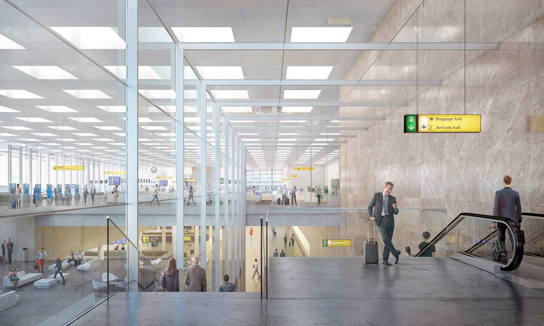 Visualización. Nueva terminal del Aeropuerto de Schiphol Amsterdam. Image © Beauty & The Bit
