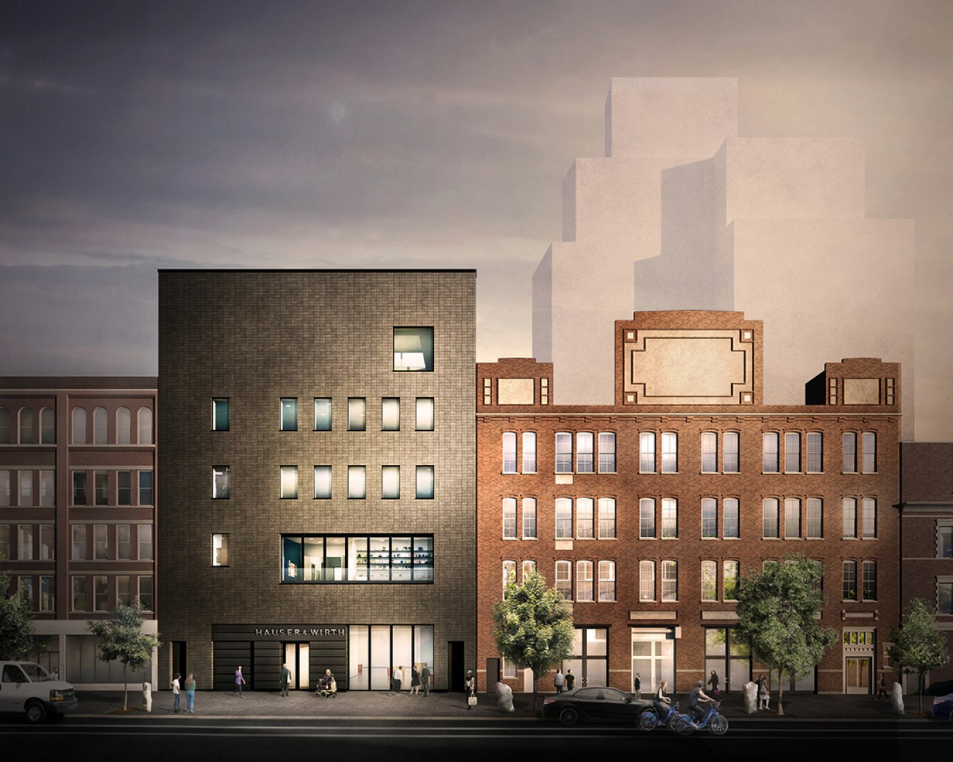 Alzado. Hauser & Wirth, 542 West 22nd Street por Selldorf Architects.