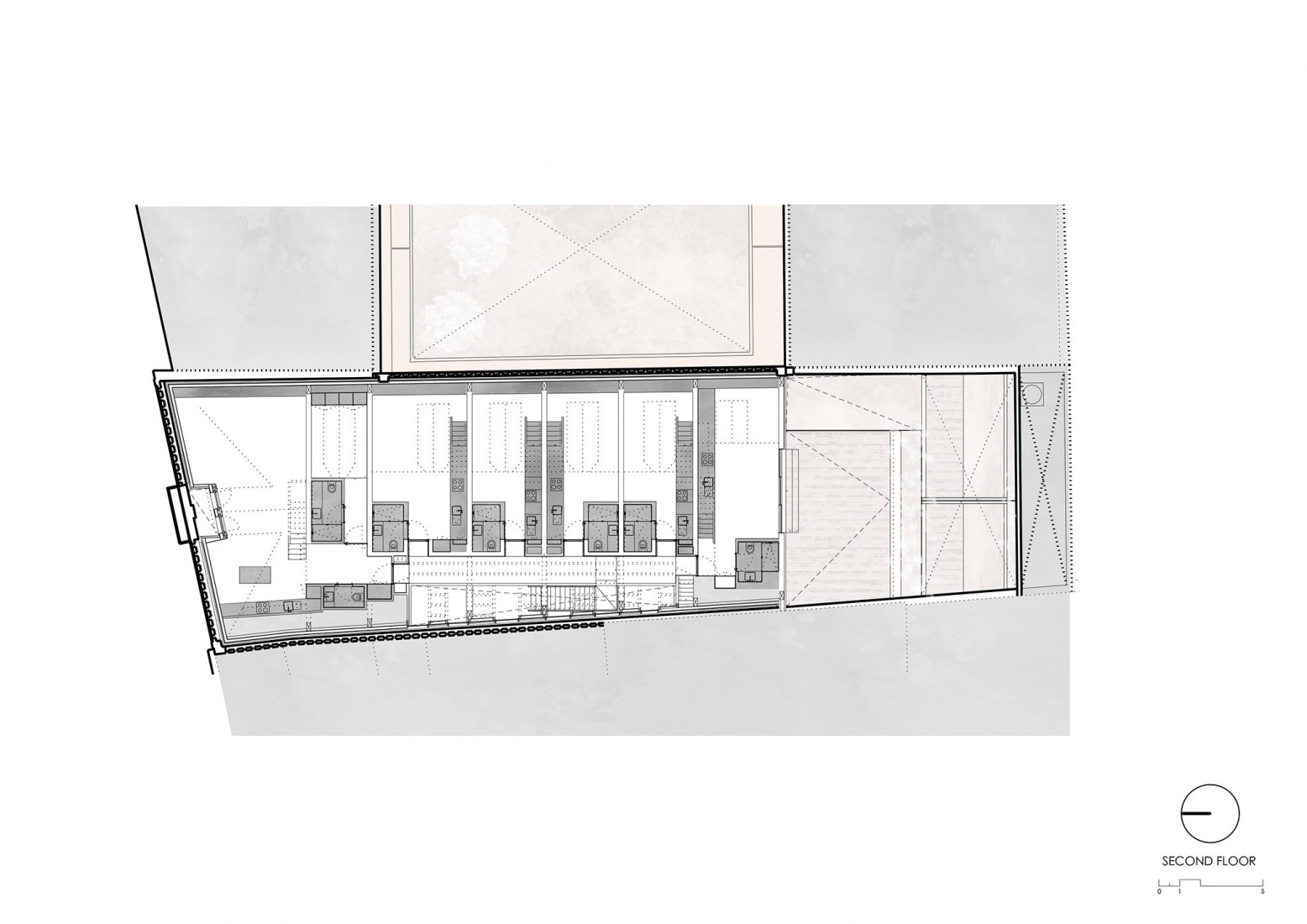 Second floor plan. Devesas Factory Building by Anarchlab