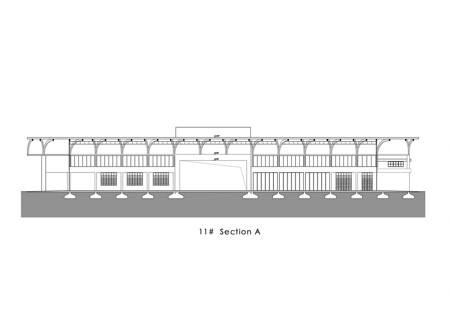 Sección edificio 2. Antigua factoria como nuevo centro cultural por And Studio.